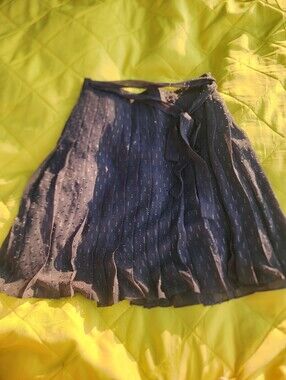 Ann Taylor Black Pleated Skirt with Subtle Dots